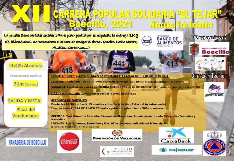 12ª CARRERA POPULAR SOLIDARIA EL TEJAR - Inscríbete