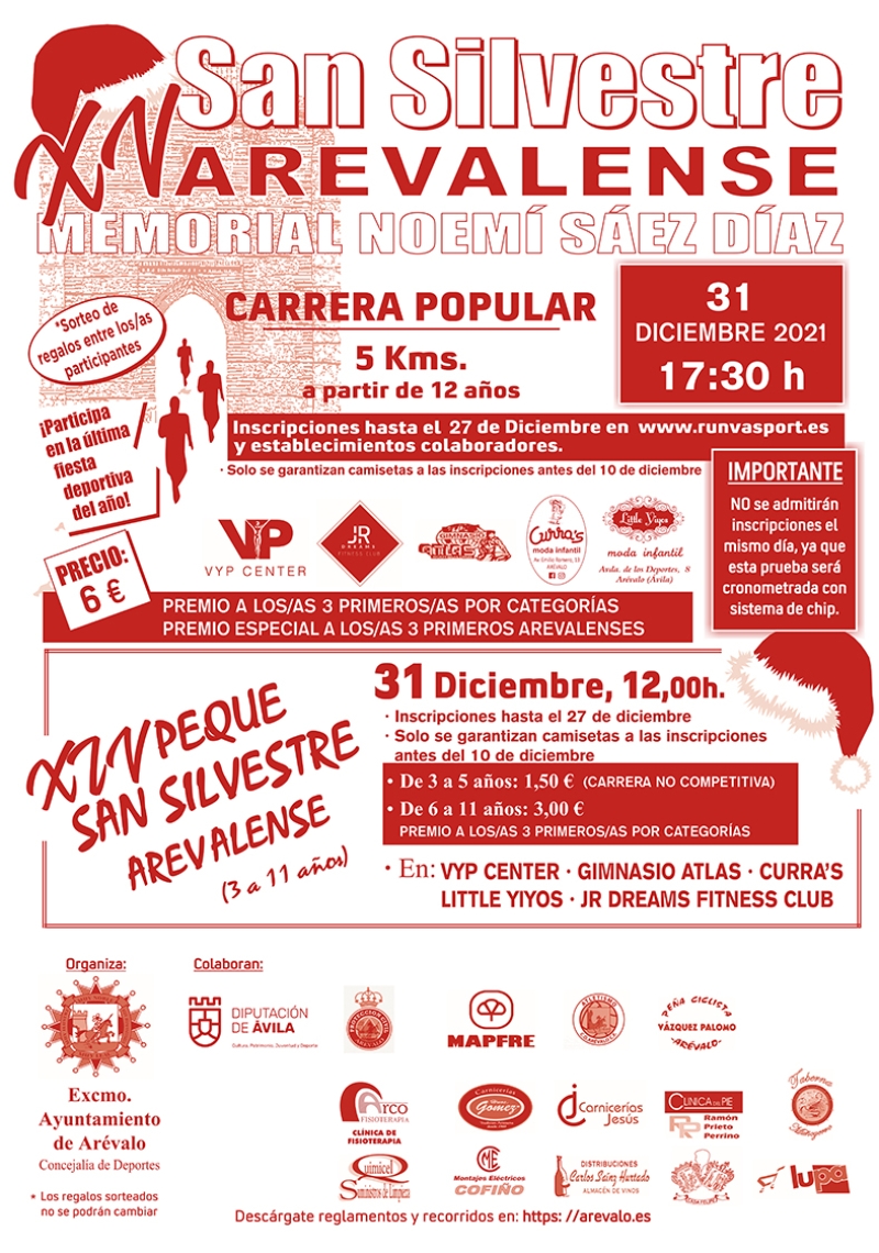 XV SAN SILVESTRE AREVALENSE-MEMORIAL NOEMÍ SÁEZ DÍEZ - Inscríbete