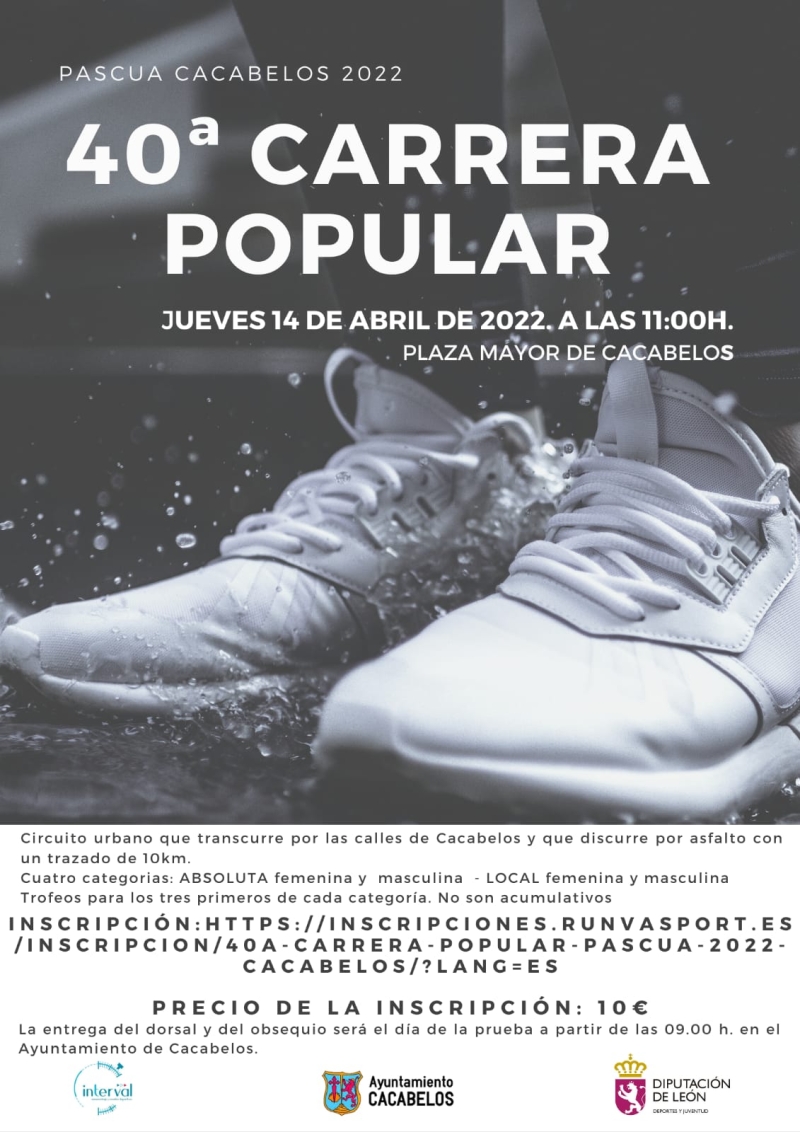 40ª CARRERA POPULAR PASCUA 2022 CACABELOS - Inscreva-se