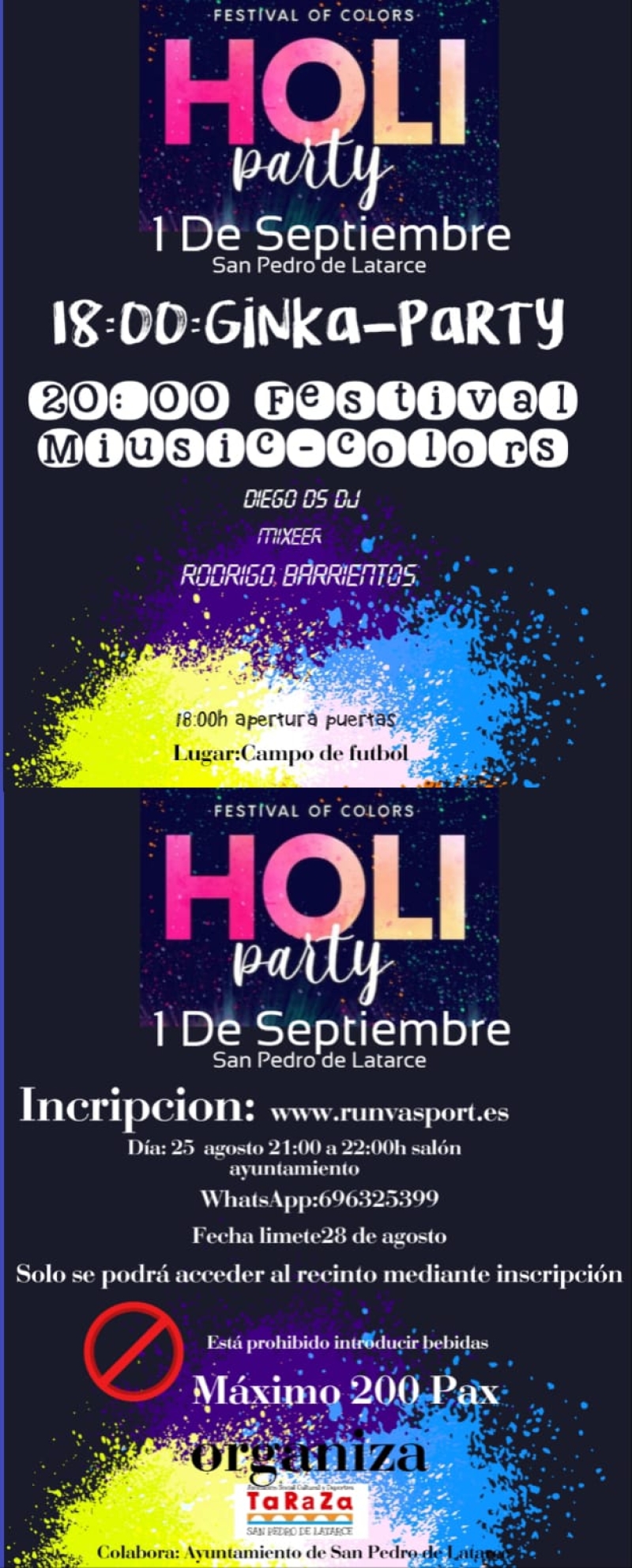 HOLI PARTY SAN PEDRO DE LATARCE - Inscríbete