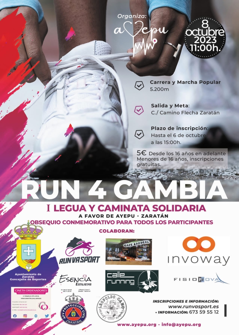 I LEGUA Y CAMINATA SOLIDARIA RUN 4 GAMBIA A FAVOR DE AYEPU ZARATÁN - Inscríbete