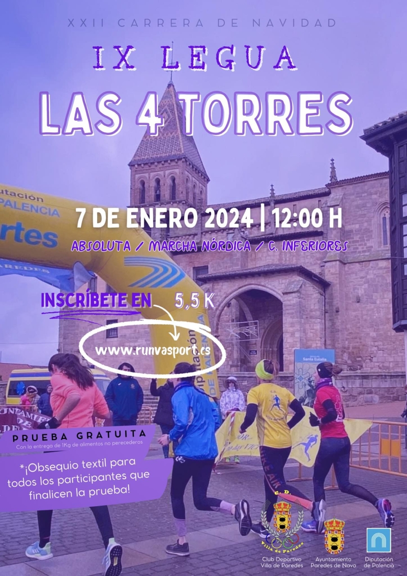 XXII CARRERA DE NAVIDAD I IX LEGUA LAS 4 TORRES VILLA DE PAREDES - Inscríbete
