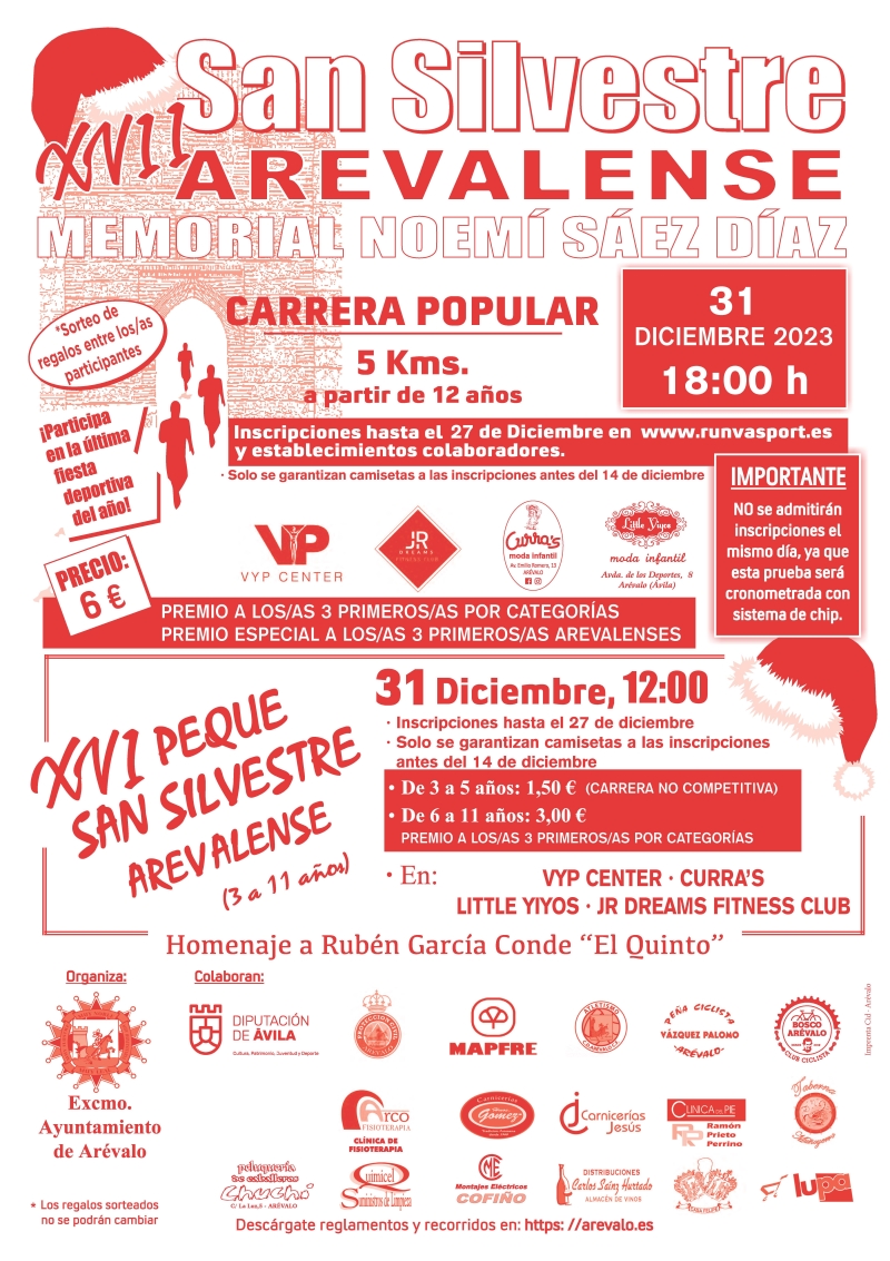 XVII SAN SILVESTRE AREVALENSE-MEMORIAL NOEMÍ SÁEZ DÍEZ - Inscríbete