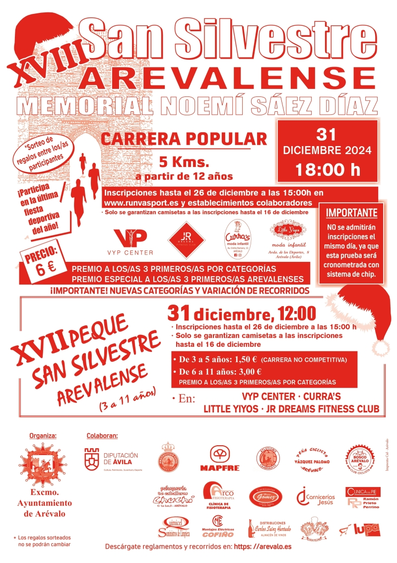 XVIII SAN SILVESTRE AREVALENSE-MEMORIAL NOEMÍ SÁEZ DÍEZ  - Inscríbete