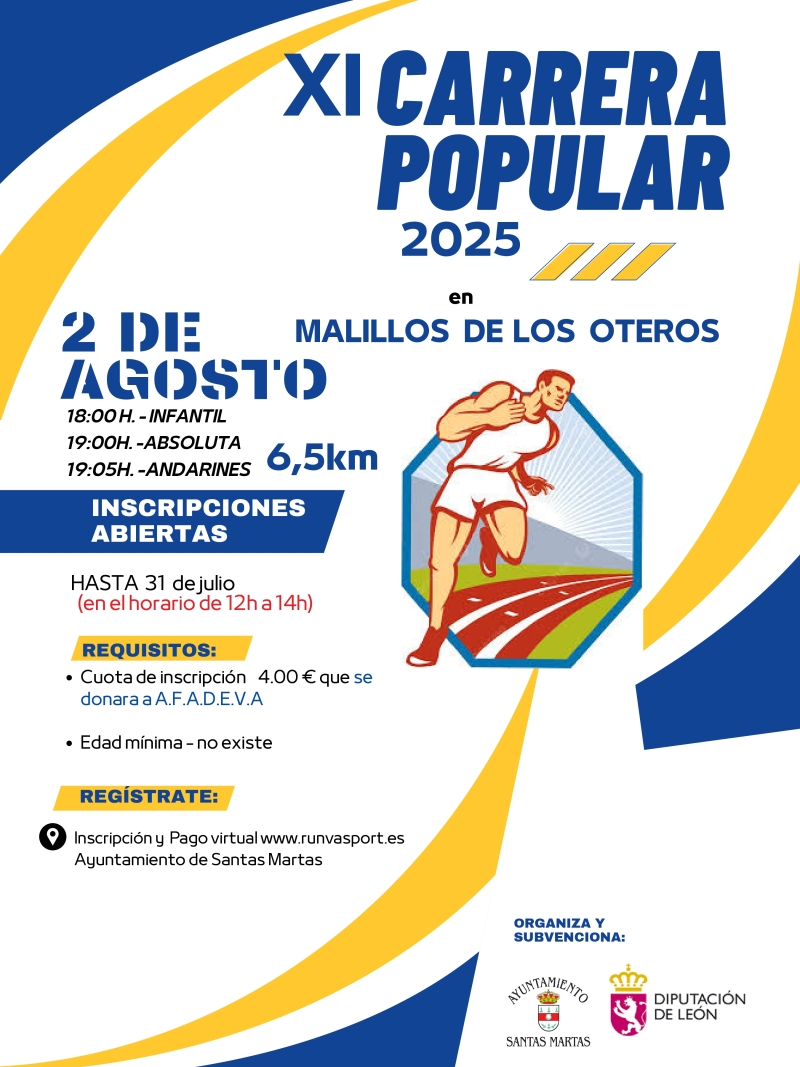 XI CARRERA POPULAR SOLIDARIA AYUNTAMIENTO DE SANTAS MARTAS - Inscríbete