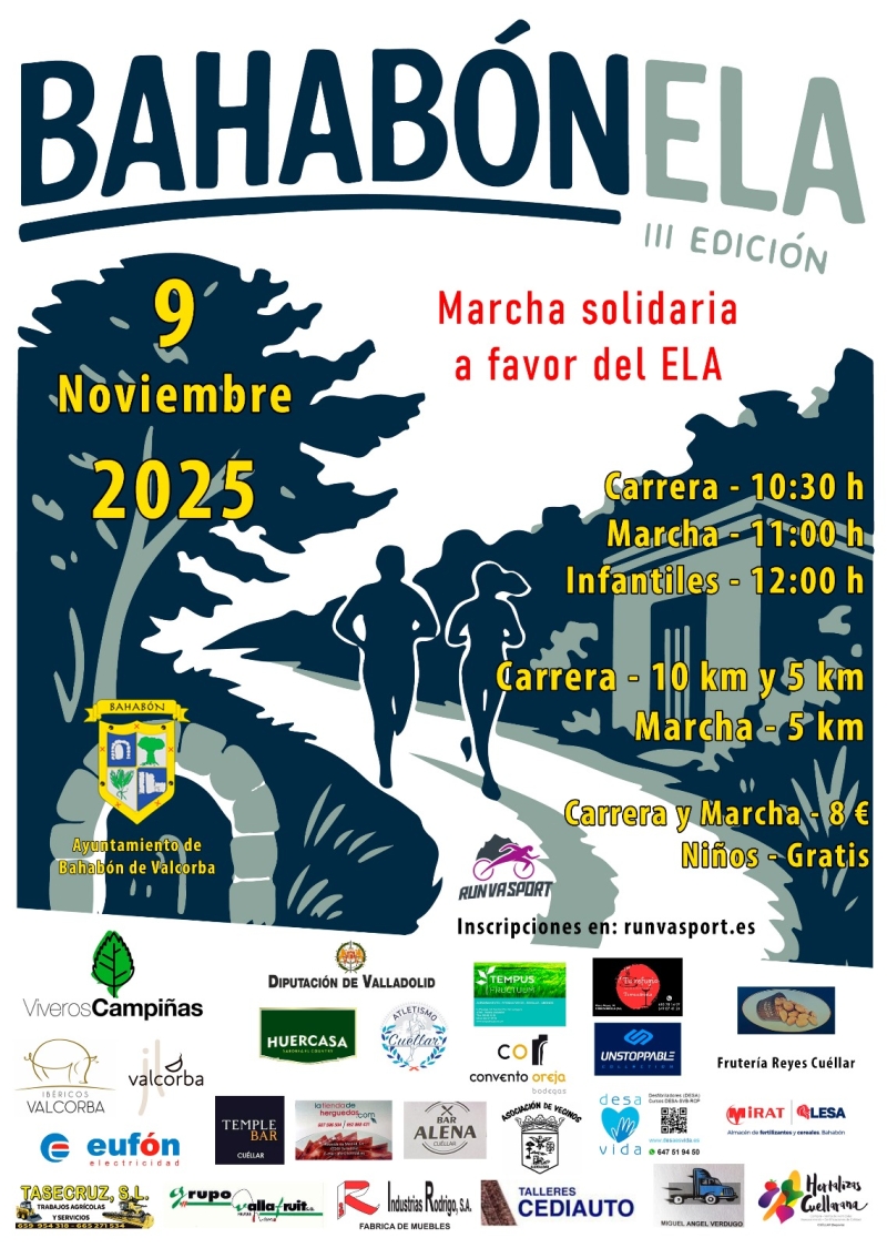 III CARRERA POPULAR  BAHABÓNELA Y MARCHA SOLIDARIA A FAVOR DEL ELA - Inscríbete