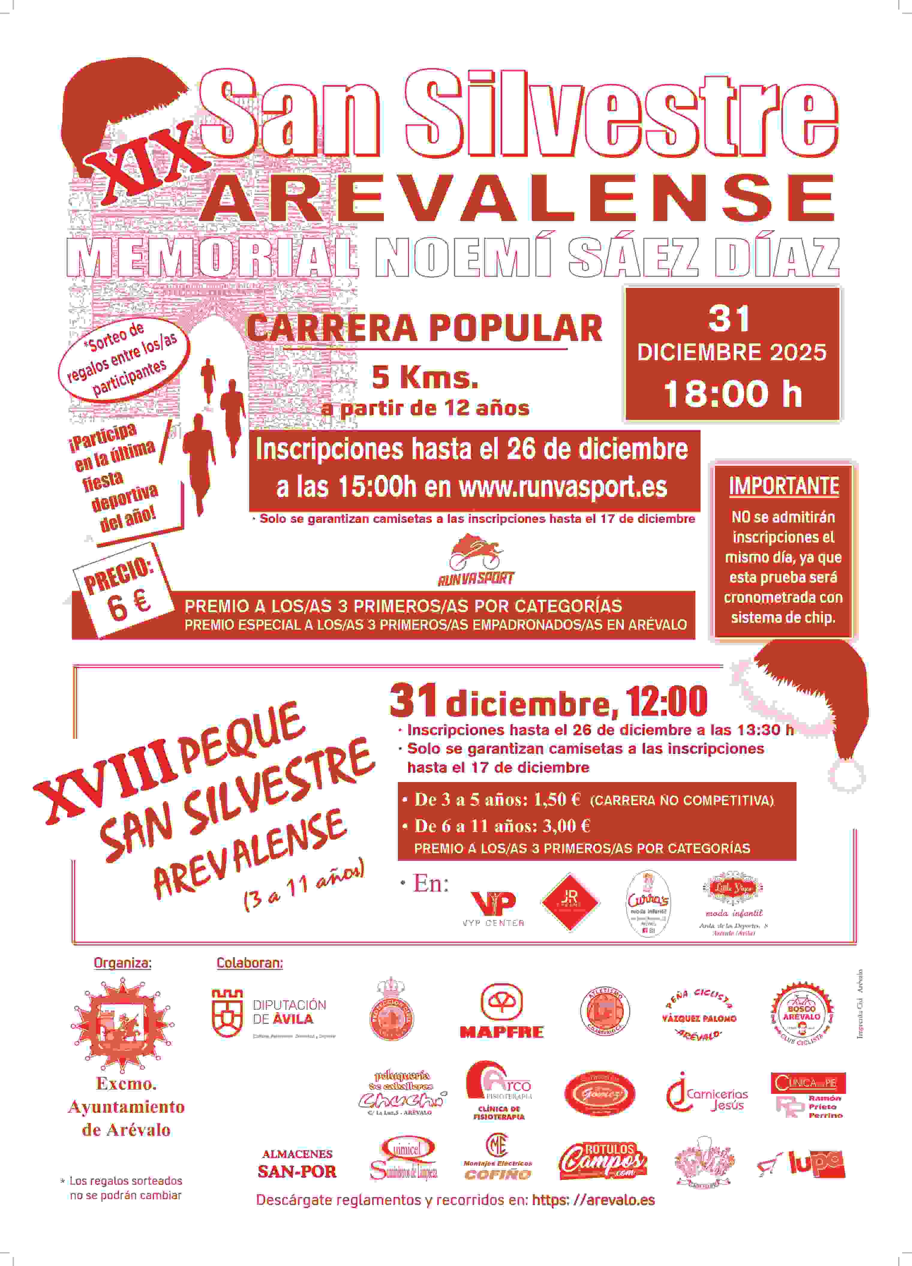 XIX SAN SILVESTRE AREVALENSE-MEMORIAL NOEMÍ SÁEZ DÍAZ - Inscríbete