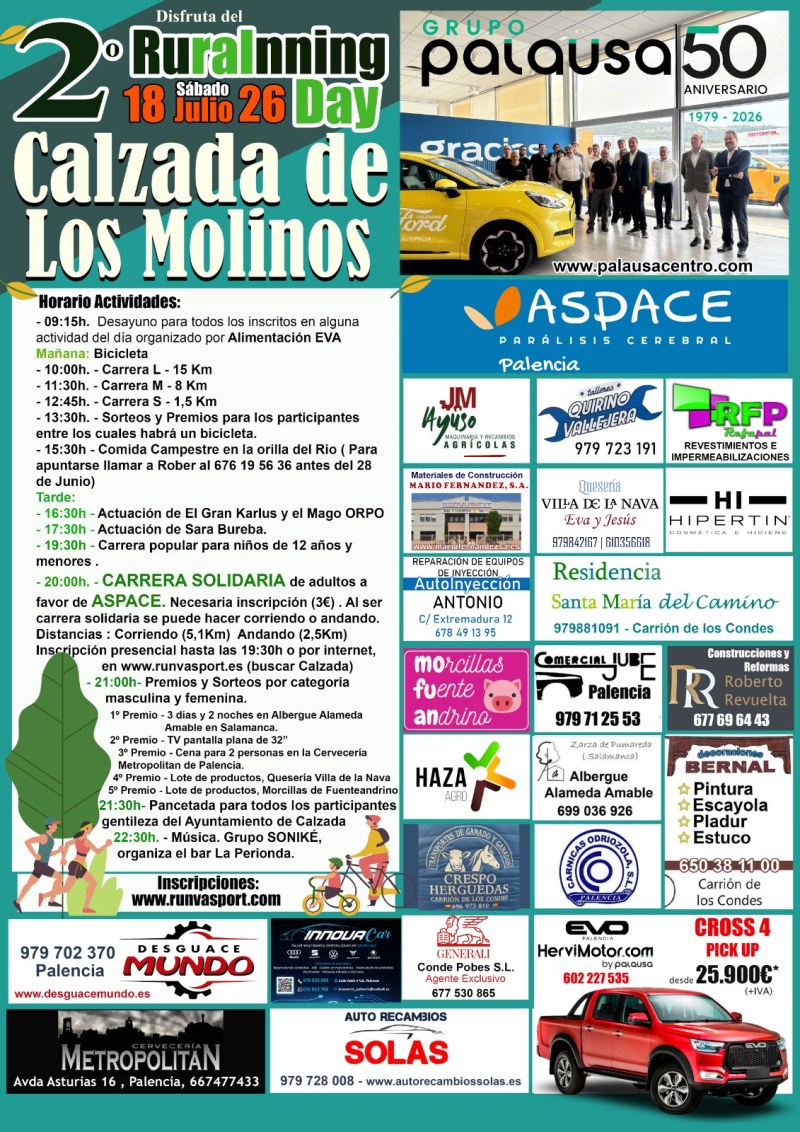 II CARRERA SOLIDARIA A FAVOR DE ASPACE CALZADA DE LOS MOLINOS - Inscríbete