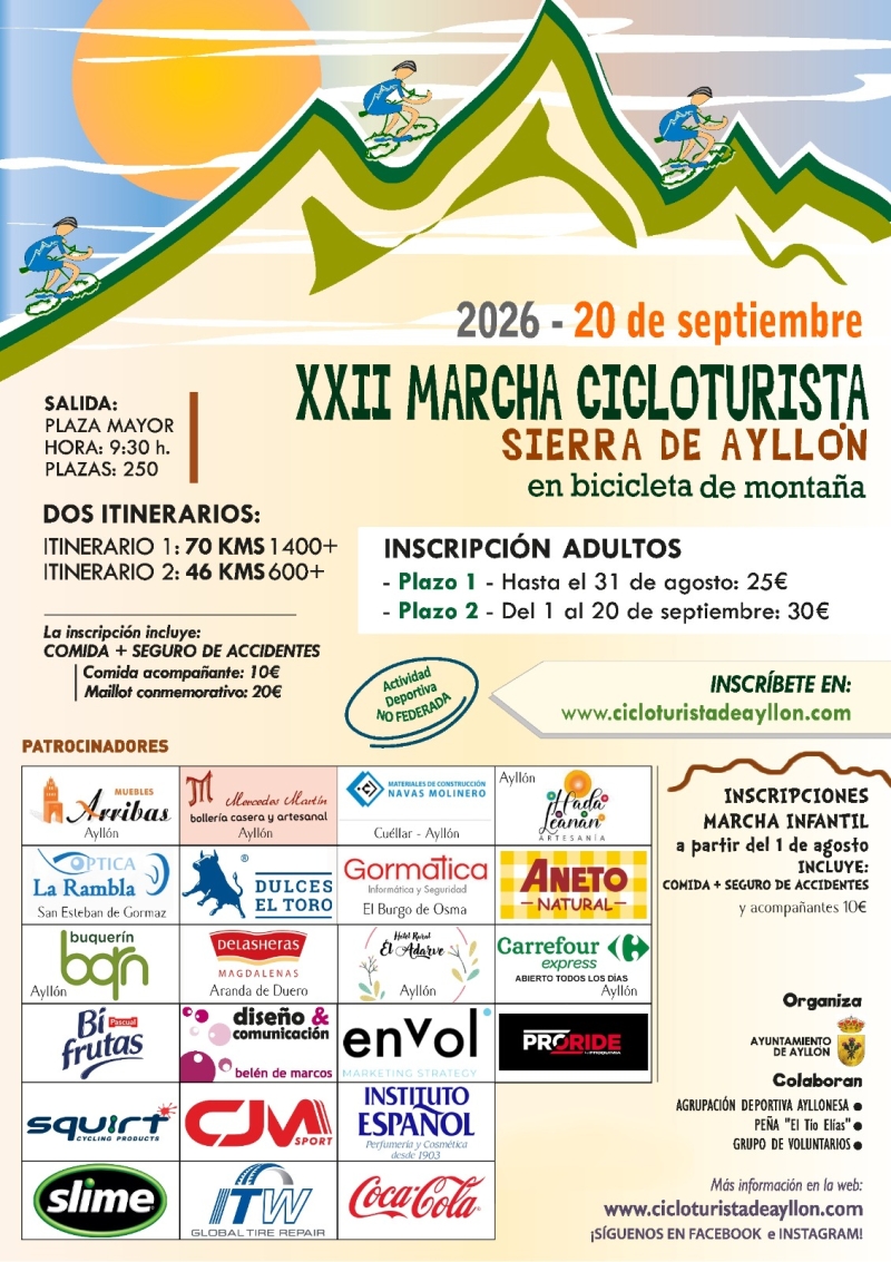 XXII MARCHA CICLOTURISTA SIERRA DE AYLLÓN - Inscríbete