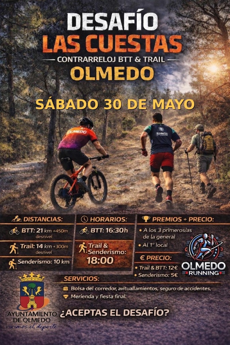 Cartel del evento DESAFIO LAS CUESTAS CONTRARRELOJ BTT & TRAIL Y SENDERISMO