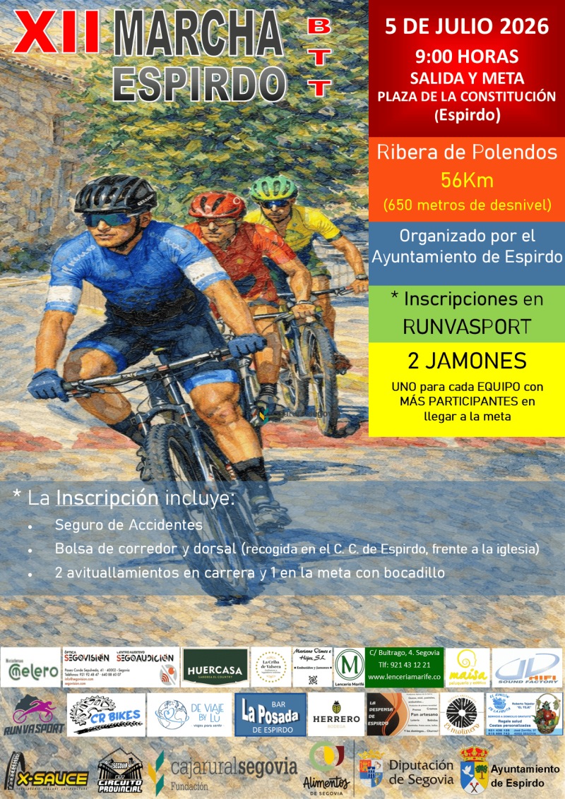 Cartel del evento XII MARCHA BTT ESPIRDO 2026 PARAJE DE POLENDOS