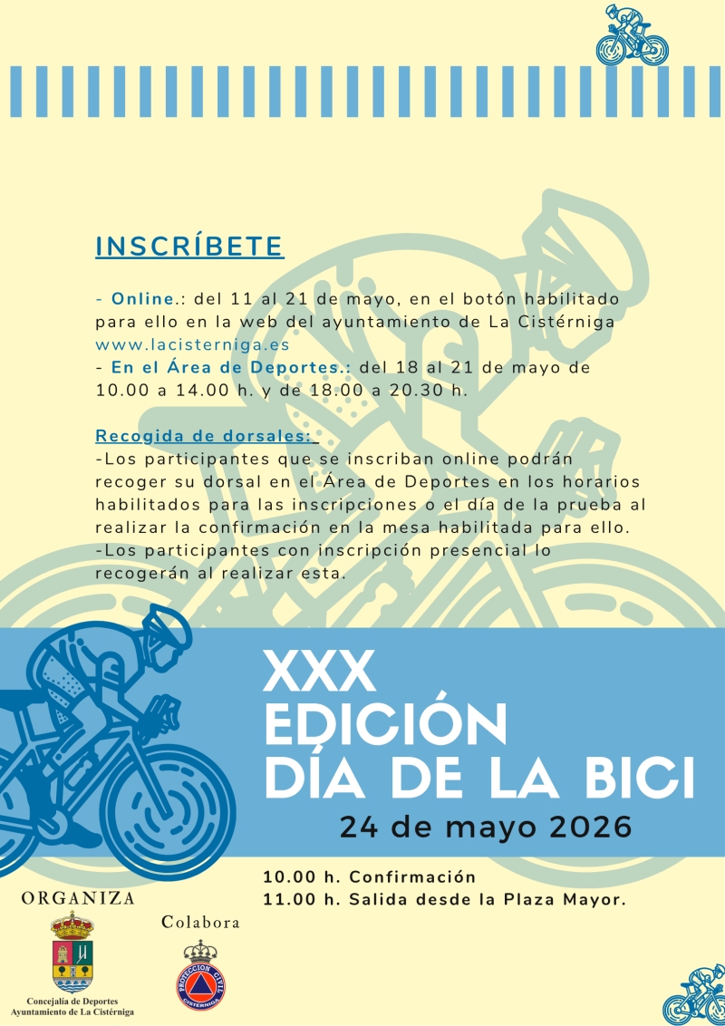 Cartel del evento XXX DIA DE LA BICI LA CISTERNIGA 2026