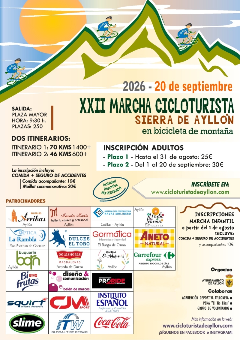 Cartel del evento XXII MARCHA CICLOTURISTA SIERRA DE AYLLÓN
